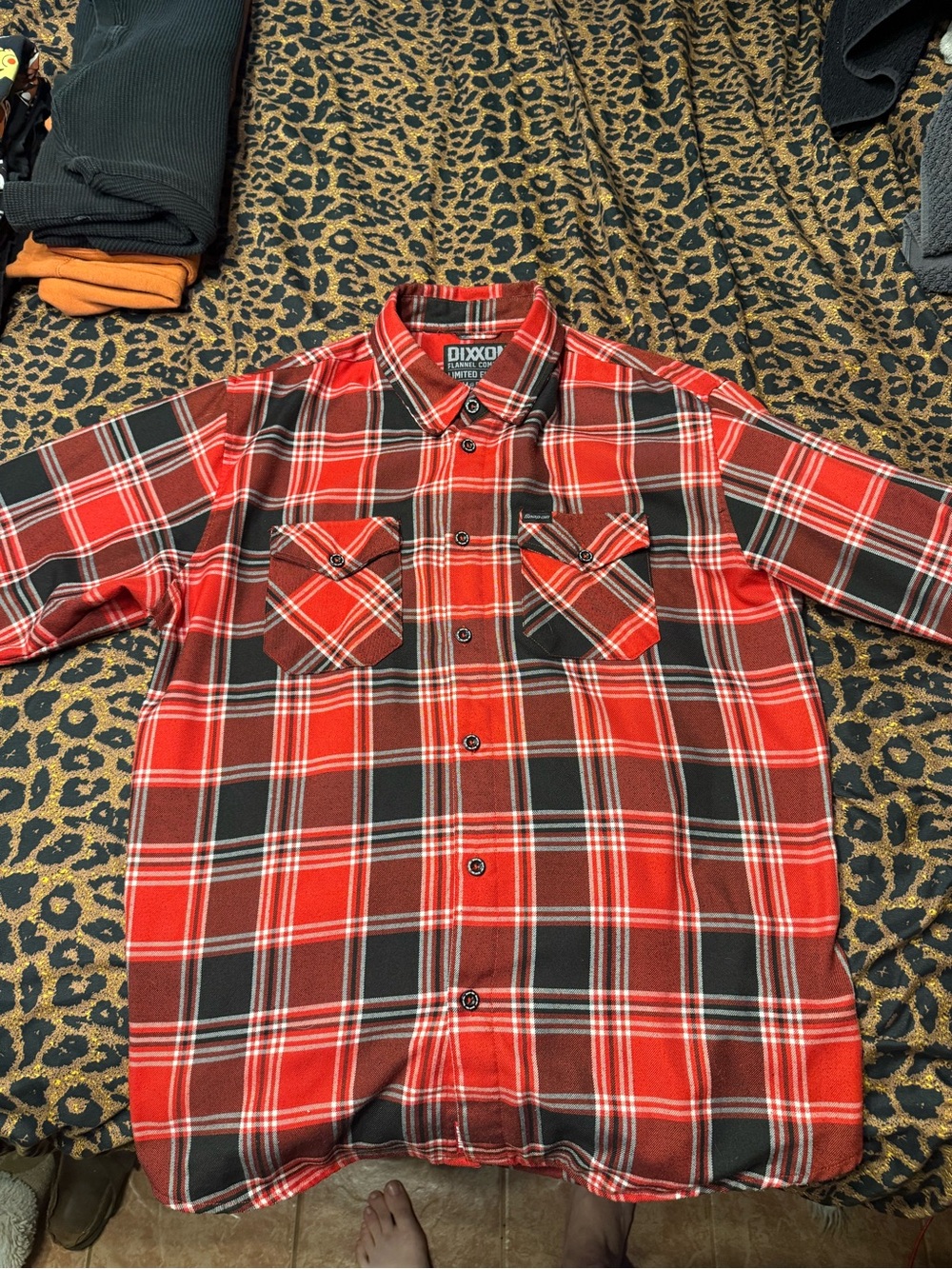 DIXXON Red Black Plaid Button-Up Shirt